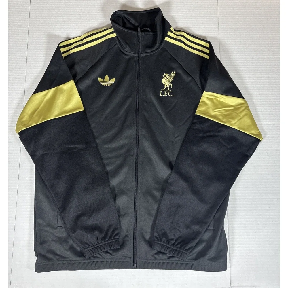 NWT Adidas Liverpool FC LFSTLR Black & Gold Soccer Track Jacket KC7802 Men's L
